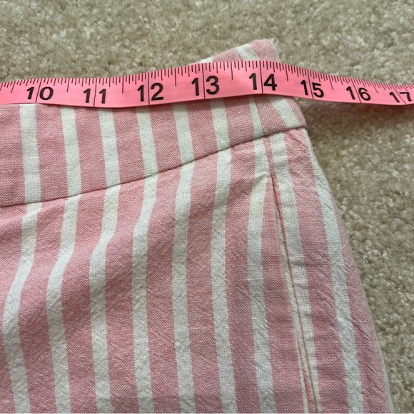 J Crew Shorts Womens 0 Pink White Stripes Summer Linen Cotton Blend Chino Casual - Picture 6 of 8